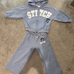 Zara Kids Blue Stitch Sweatpants & Hoodie Set